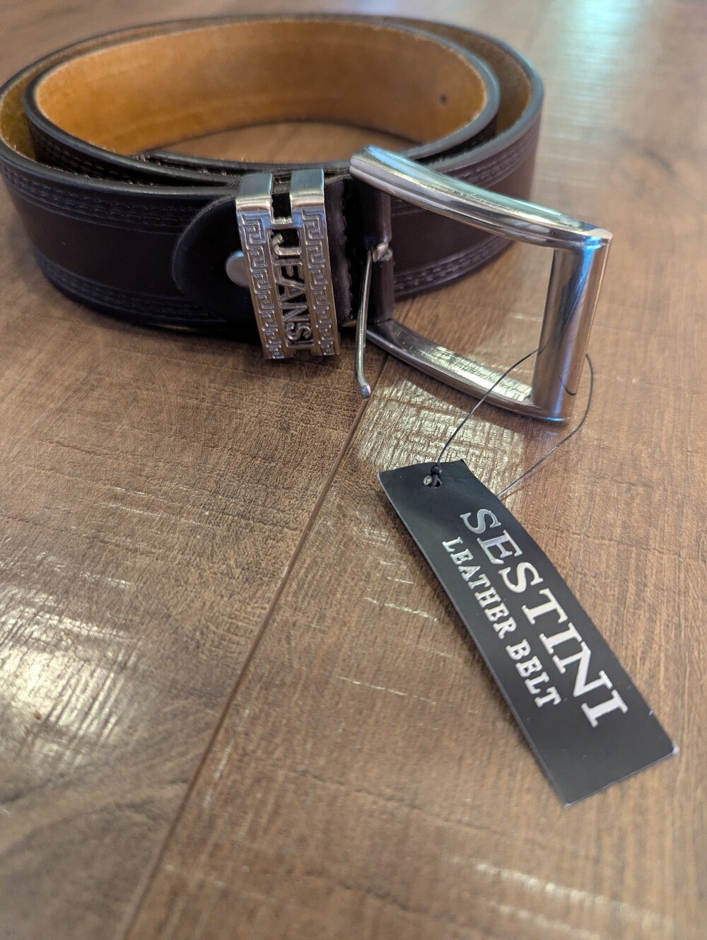 Women's Dark Brown Leather Belt with Silver Buckle